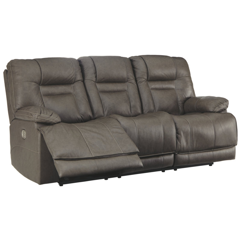 Loon Peak® Artemis 85" Leather Match Pillow Top Arm Reclining Sofa